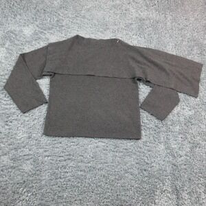 H&M Sweater Womens Small Gray Asymmetrical Cape Overlay Knit Pullover NWT